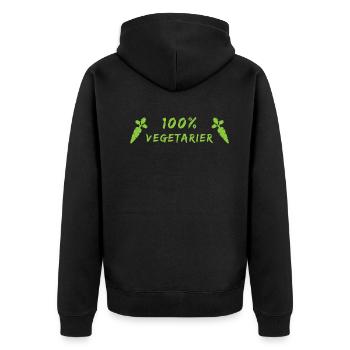 Stolzer Vegetarier - 100% Pflanzlich - Unisex Premium Bio Zip Hoodie - Schwarz - Hinten - Nico (187cm)