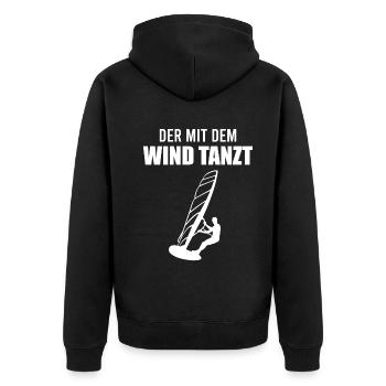 Wind dancer - surfer soul - Unisex Premium Organic Zip Hoodie - black - Back - Nico (187cm)