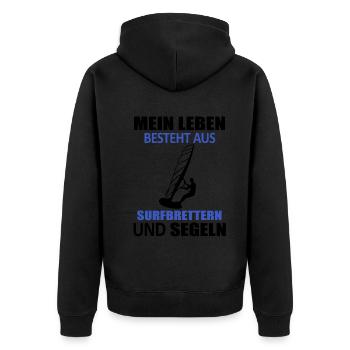 Surfboard & Sail - My Life - Unisex Premium Organic Zip Hoodie - black - Back - Nico (187cm)