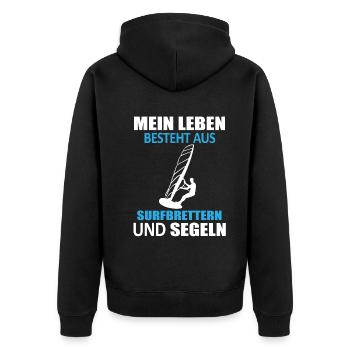 Surfboard & Sail - My Life - Unisex Premium Organic Zip Hoodie - black - Back - Nico (187cm)