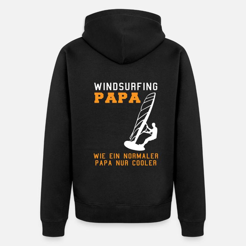 Cooler Windsurf-Papa - Unisex Premium Bio Zip Hoodie - Schwarz
