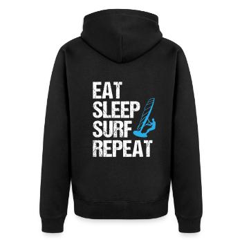 Surf rhythm - eat, sleep, surf - Unisex Premium Organic Zip Hoodie - black - Back - Nico (187cm)