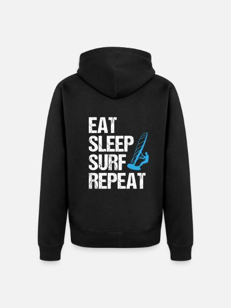 Surf rhythm - eat, sleep, surf - Unisex Premium Organic Zip Hoodie - black