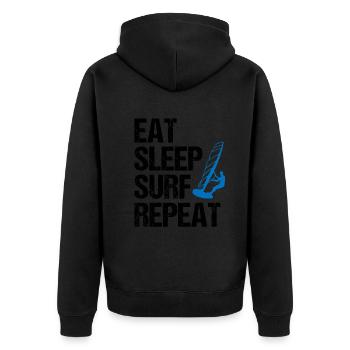 Surf rhythm - eat, sleep, surf - Unisex Premium Organic Zip Hoodie - black - Back - Nico (187cm)
