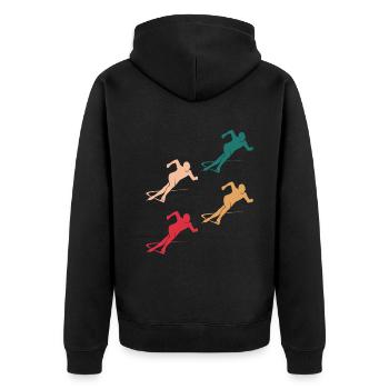 Farbenfrohes Eiskunstlauf Team Geschenk - Unisex Premium Bio Zip Hoodie - Schwarz - Hinten - Nico (187cm)