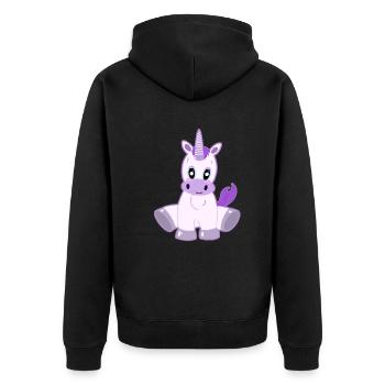 Cute Unicorn - Magic Gaze - Unisex Premium Organic Zip Hoodie - black - Back - Nico (187cm)