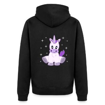 Cute Unicorn - Magic Gaze - Unisex Premium Organic Zip Hoodie - black - Back - Nico (187cm)