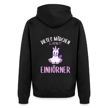 Girls and Unicorns - A Magical Love - Unisex Premium Organic Zip Hoodie - black - Back - Nico (187cm)