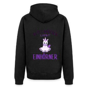 Girls and Unicorns - A Magical Love - Unisex Premium Organic Zip Hoodie - black - Back - Nico (187cm)