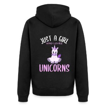 Fille Aime Les Licornes - Sweet Magic World - Veste à capuche bio Premium Unisexe - noir - Dos - Nico (187cm)