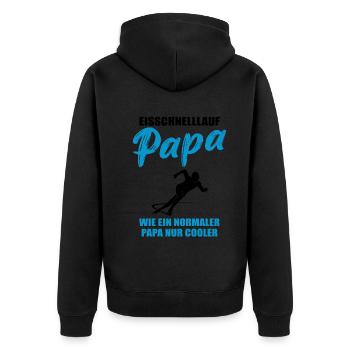 Eisschnelllauf Papa Cool Geschenk - Unisex Premium Bio Zip Hoodie - Schwarz - Hinten - Nico (187cm)