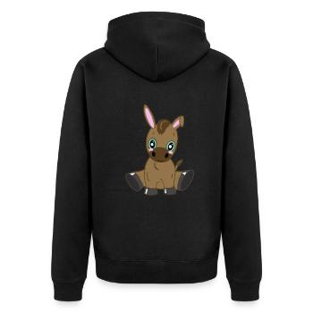 Süßer Esel Freund - Fürs Herz - Unisex Premium Bio Zip Hoodie - Schwarz - Hinten - Nico (187cm)
