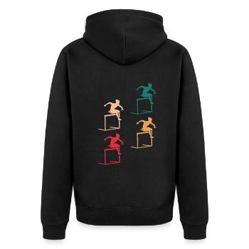 Jeu de couleurs du parcours d’obstacles - Veste à capuche bio Premium Unisexe - noir - Dos - Nico (187cm)