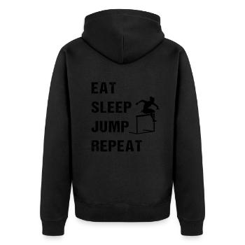 Eat Sleep Jump Repeat - Runner's Life - Unisex Premium Organic Zip Hoodie - black - Back - Nico (187cm)