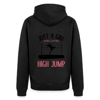 Fille Aime La Passion Du Saut En Hauteur - Veste à capuche bio Premium Unisexe - noir - Dos - Nico (187cm)