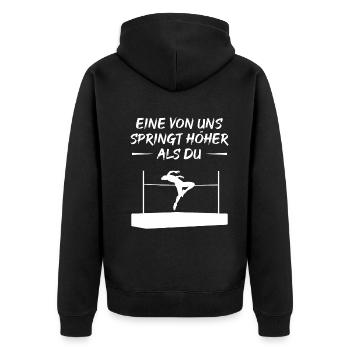 Je saute plus haut que ton cadeau - Veste à capuche bio Premium Unisexe - noir - Dos - Nico (187cm)