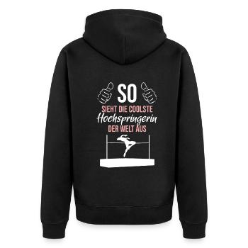 Coolste Hochspringerin Ever - Unisex Premium Bio Zip Hoodie - Schwarz - Hinten - Nico (187cm)