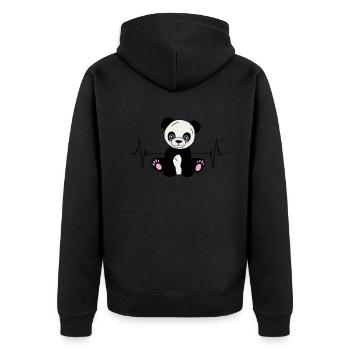 Panda Heartbeat pour les amoureux des animaux - Veste à capuche bio Premium Unisexe - noir - Dos - Nico (187cm)
