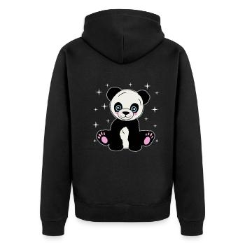 Kuschelpanda unter Sternen - Unisex Premium Bio Zip Hoodie - Schwarz - Hinten - Nico (187cm)