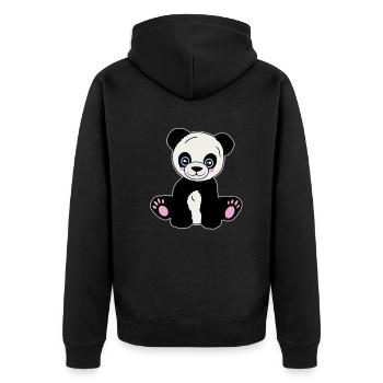 Adorable Panda Friend - Unisex Premium Organic Zip Hoodie - black - Back - Nico (187cm)