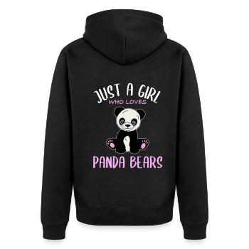 Girl's heart for pandas - Unisex Premium Organic Zip Hoodie - black - Back - Nico (187cm)