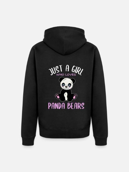 Mädchenherz für Pandas - Premium økologisk unisex-hættejakke - sort