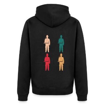 Bunte Welt der Schornsteinfeger - Unisex Premium Bio Zip Hoodie - Schwarz - Hinten - Nico (187cm)