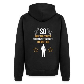 Weltbester Schornsteinfeger – Coole Eleganz - Unisex Premium Bio Zip Hoodie - Schwarz - Hinten - Nico (187cm)