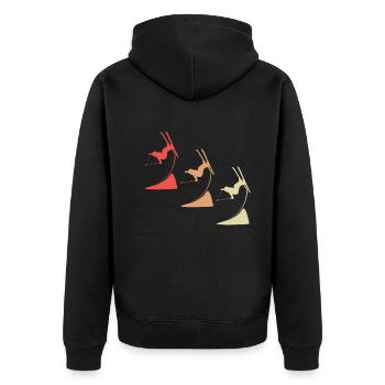 Colorful Masters of the Skies - Ski Freestyle Extravaganza - Unisex Premium Organic Zip Hoodie - black - Back - Nico (187cm)