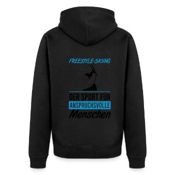 Freestyle-skiing – Sportkunst pur - Unisex Premium Bio Zip Hoodie - Schwarz - Hinten - Nico (187cm)