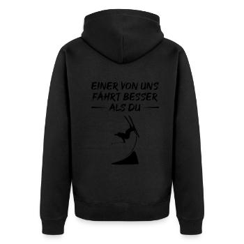 Elite on skis: Freestyle masterpiece - Unisex Premium Organic Zip Hoodie - black - Back - Nico (187cm)