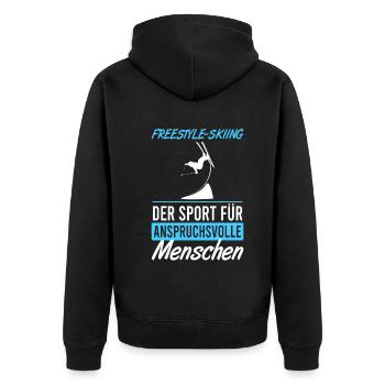 Freestyle-skiing – Sportkunst pur - Unisex Premium Bio Zip Hoodie - Schwarz - Hinten - Nico (187cm)