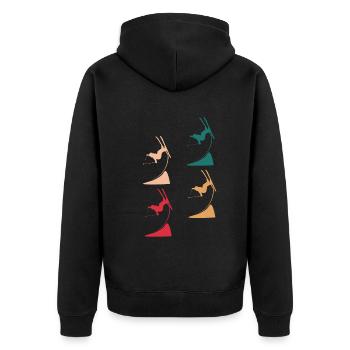 Colorful Masters of the Skies - Ski Freestyle Extravaganza - Unisex Premium Organic Zip Hoodie - black - Back - Nico (187cm)