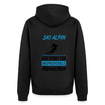 Elite Ski Alpin Style Geschenk - Unisex Premium Bio Zip Hoodie - Schwarz - Hinten - Nico (187cm)