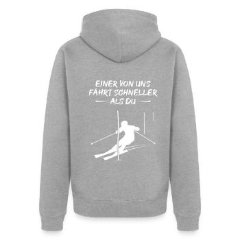 Cadeau de champion de slalom rapide - Veste à capuche bio Premium Unisexe - gris chiné - Dos - Nico (187cm)