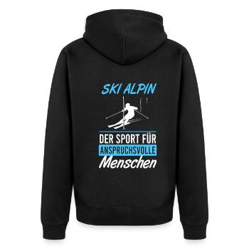 Elite Ski Alpin Style Geschenk - Unisex Premium Bio Zip Hoodie - Schwarz - Hinten - Nico (187cm)