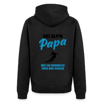Alpiner Ski-Papa Geschenk - Unisex Premium Bio Zip Hoodie - Schwarz - Hinten - Nico (187cm)