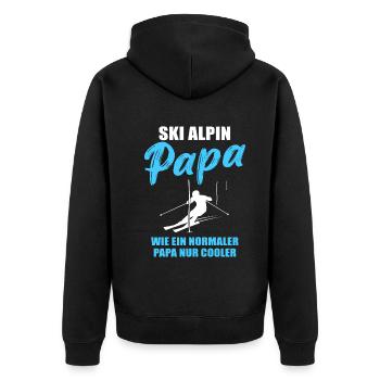 Alpiner Ski-Papa Geschenk - Unisex Premium Bio Zip Hoodie - Schwarz - Hinten - Nico (187cm)