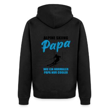 Alpiner Ski-Papa Geschenk - Unisex Premium Bio Zip Hoodie - Schwarz - Hinten - Nico (187cm)