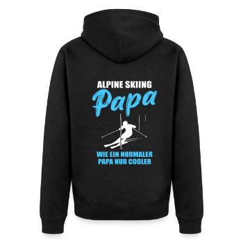 Alpiner Ski-Papa Geschenk - Unisex Premium Bio Zip Hoodie - Schwarz - Hinten - Nico (187cm)