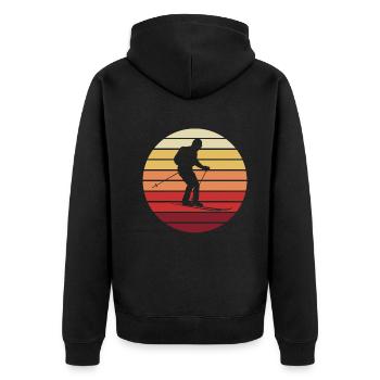 Sonnenuntergang auf Ski Geschenk - Unisex Premium Bio Zip Hoodie - Schwarz - Hinten - Nico (187cm)