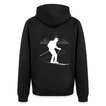 Mountain Slope Ski Adventure Gift - Unisex Premium Organic Zip Hoodie - black - Back - Nico (187cm)