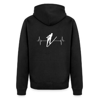 Pulsschlag der Skispringer - Unisex Premium Bio Zip Hoodie - Schwarz - Hinten - Nico (187cm)