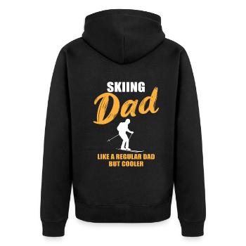 Geschenk für den coolen Ski-Dad - Unisex Premium Bio Zip Hoodie - Schwarz - Hinten - Nico (187cm)