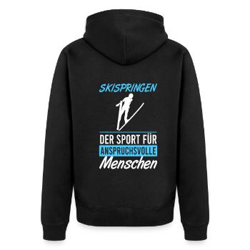 Leap for connoisseurs - Unisex Premium Organic Zip Hoodie - black - Back - Nico (187cm)