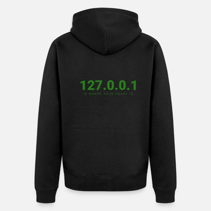 Sentez-vous chez vous, code – 127.0.0.1 - Veste à capuche bio Premium Unisexe - noir