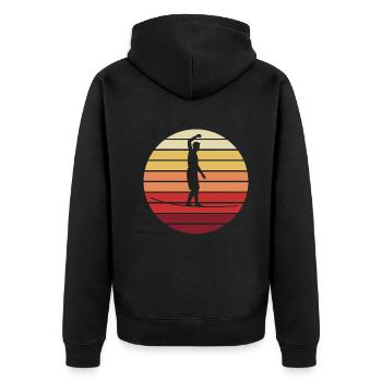 Slackline coucher de soleil - Veste à capuche bio Premium Unisexe - noir - Dos - Nico (187cm)