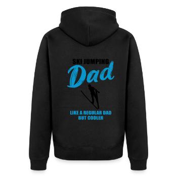 Skisprung Papa: Coolness pur - Unisex Premium Bio Zip Hoodie - Schwarz - Hinten - Nico (187cm)