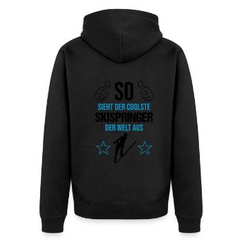 Top Skispringer: Weltspitze - Unisex Premium Bio Zip Hoodie - Schwarz - Hinten - Nico (187cm)