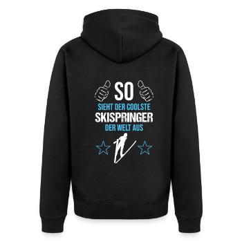 Top Skispringer: Weltspitze - Unisex Premium Bio Zip Hoodie - Schwarz - Hinten - Nico (187cm)
